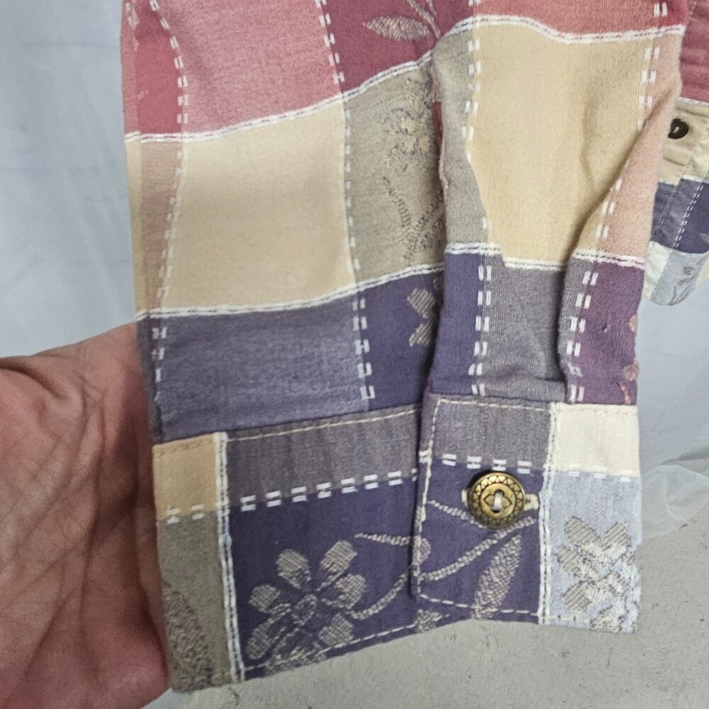 Alfred Dunner Lavender Pink Patchwork Floral Butt… - image 4